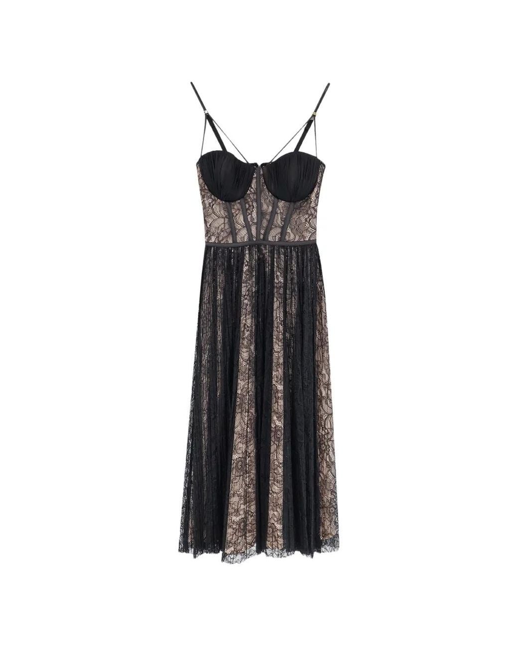 Elisabetta Franchi Black Corset Lace Midi Dress