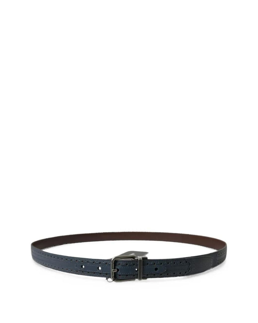 Dolce & Gabbana White Perforated Reversible Leather Belt for men