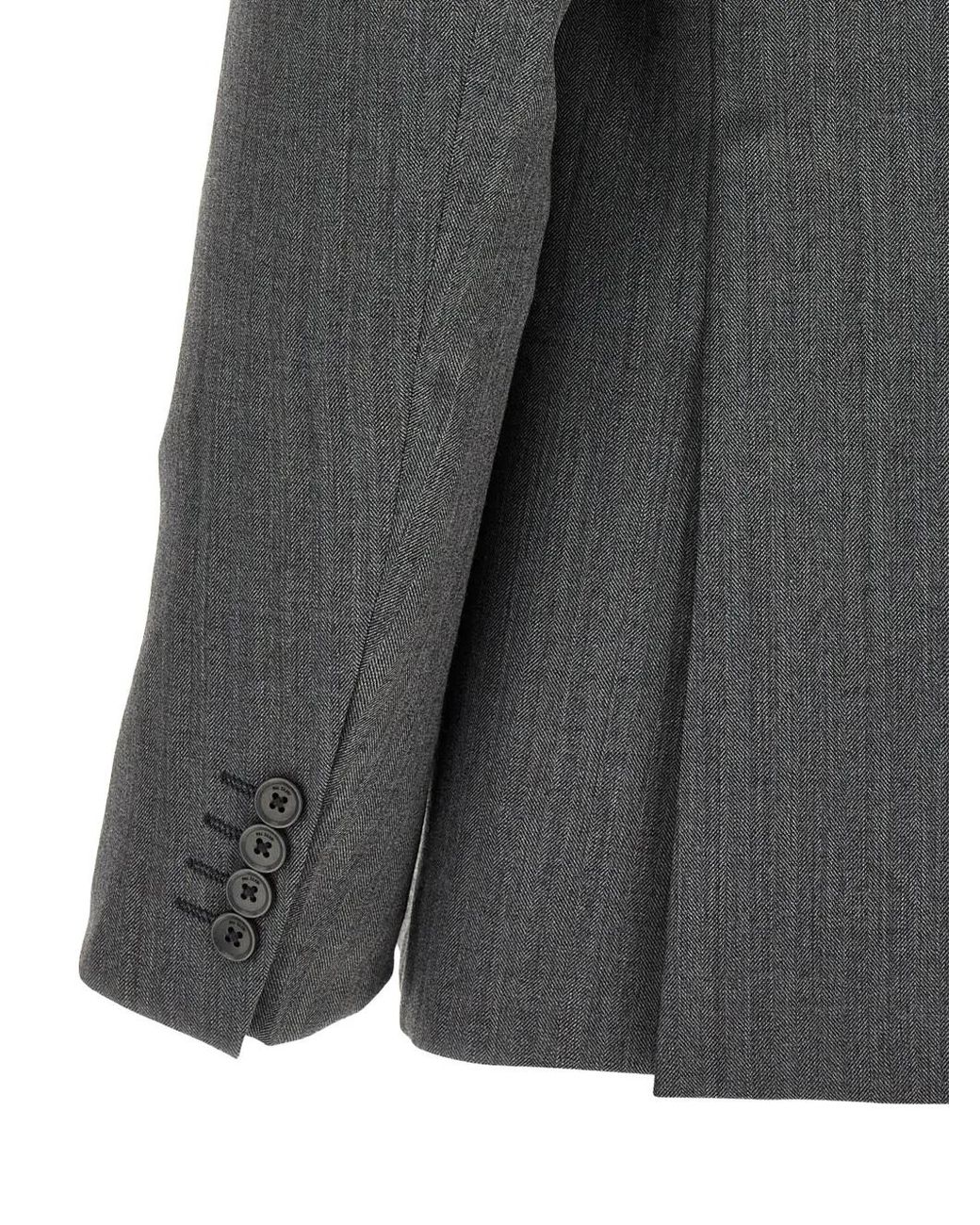 Pal Zileri Gray Herringbone Double-Breasted Suit for men