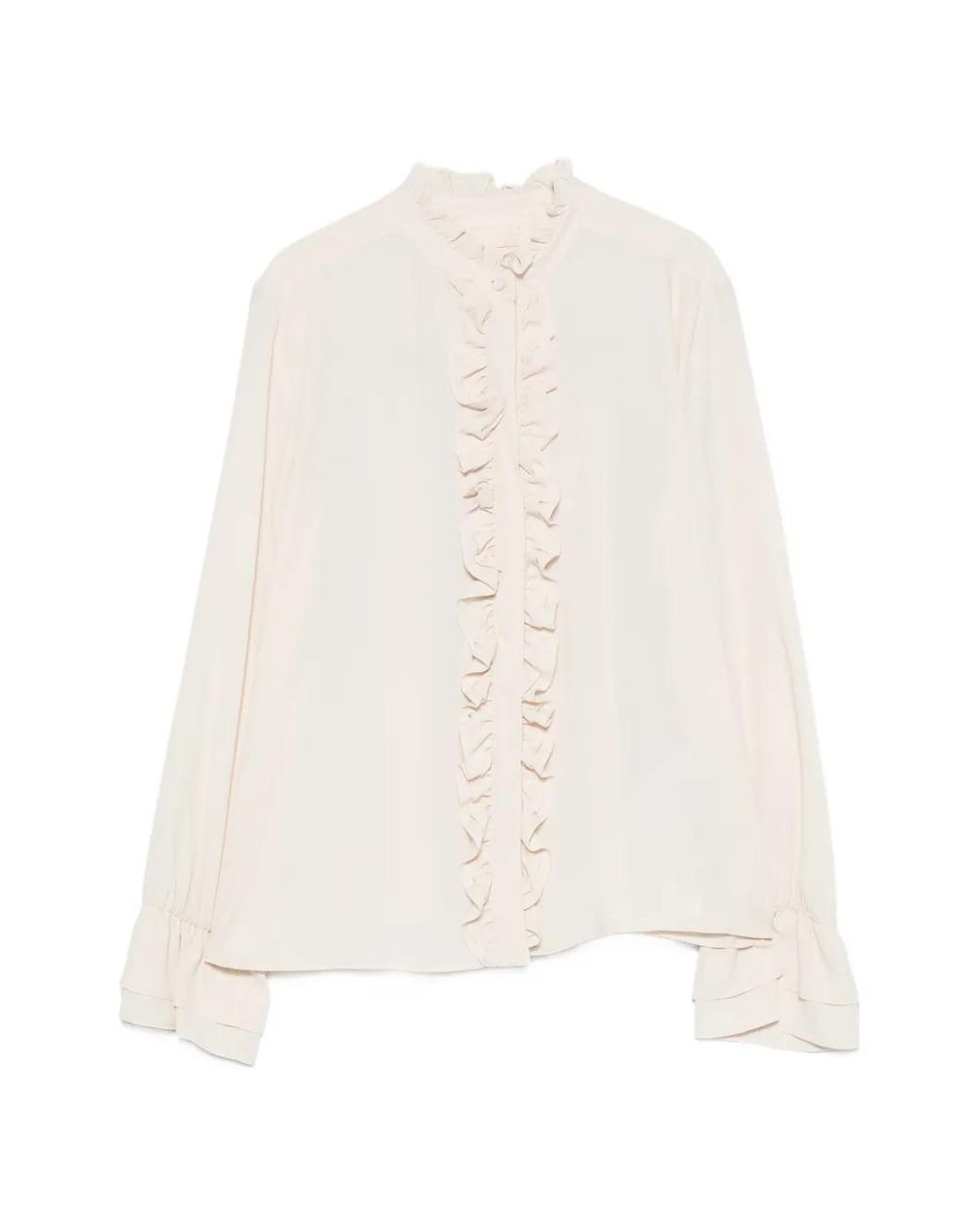 iBlues White Ruffled-Detail Long-Sleeve Blouse