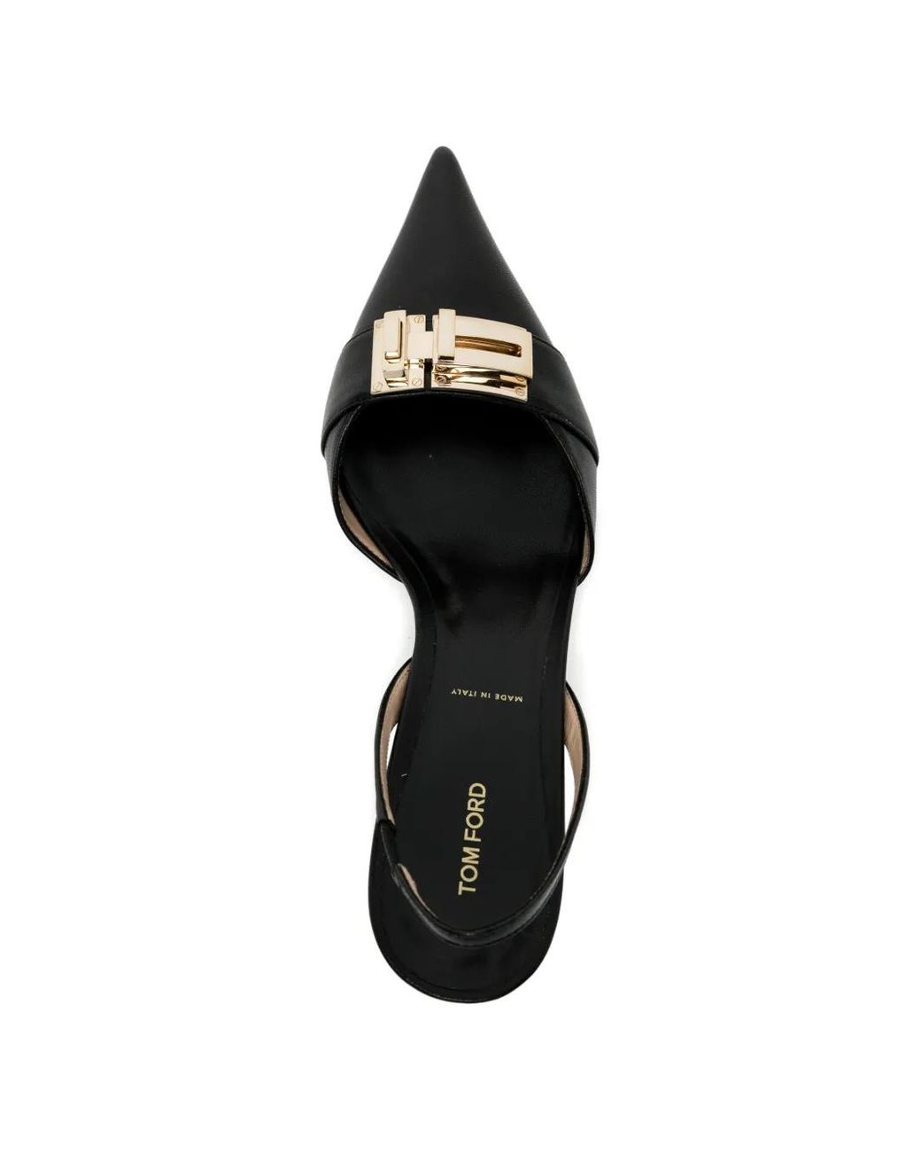 Tom Ford Black Shiny Leather T Latch Slingbacks