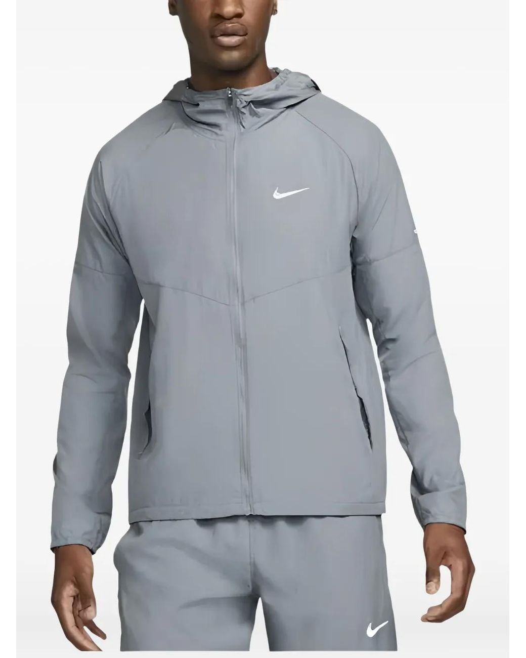 Nike Gray Miler Repel Hooded Jacket for men