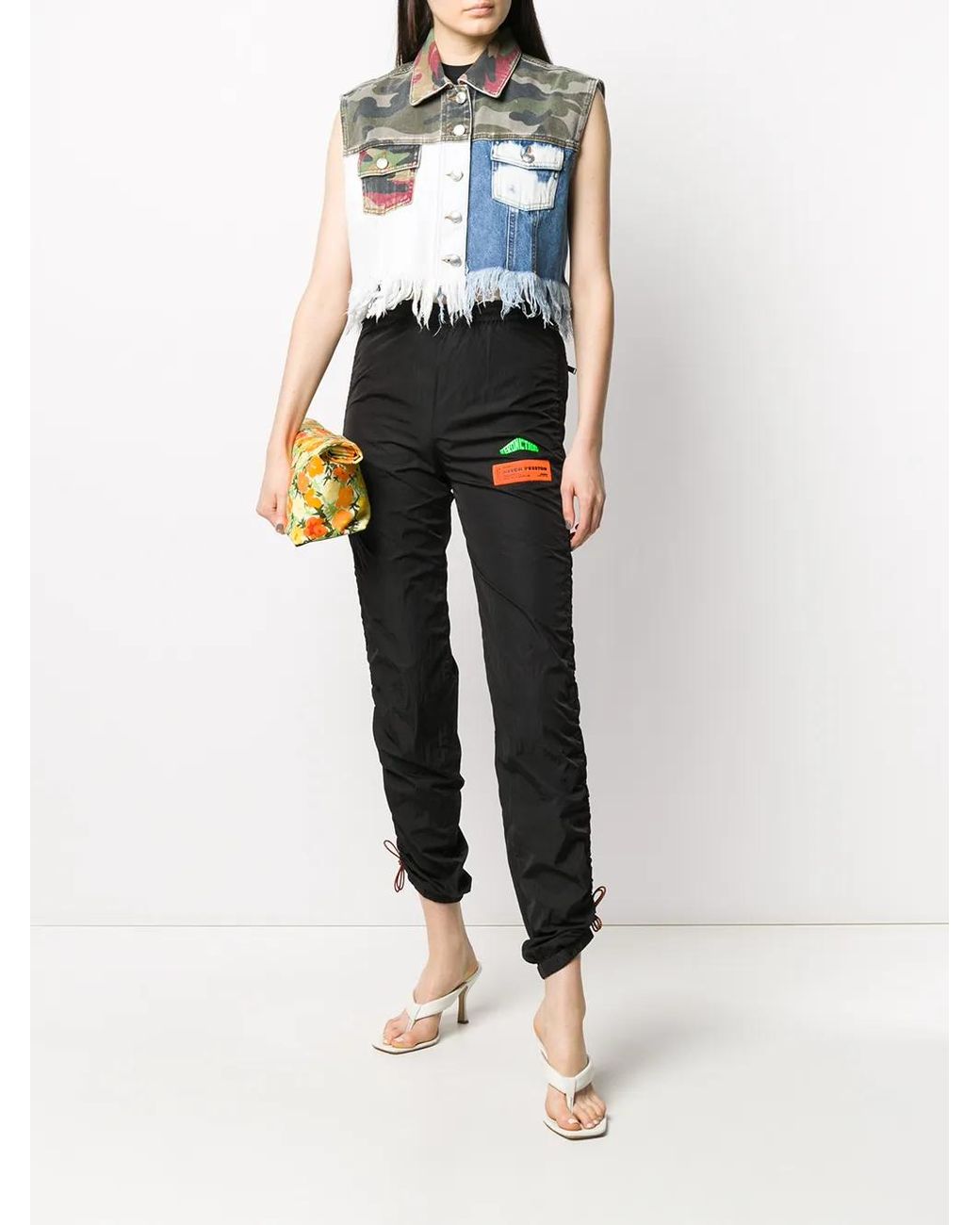 Gcds Blue Patchwork Cropped Vest