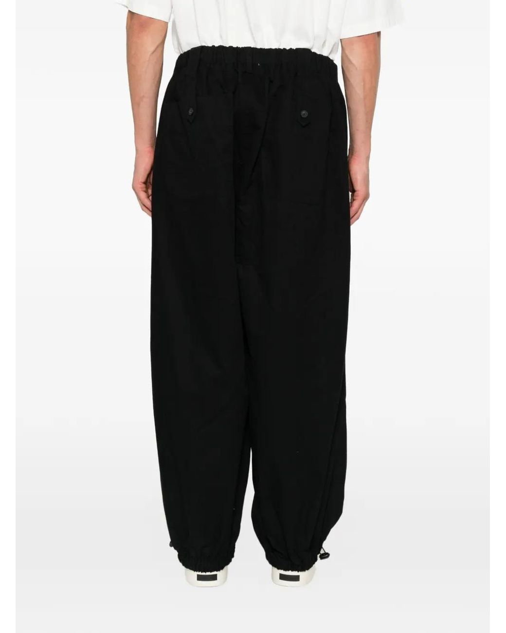 Entire studios Black Elasticated Drawstring-Hem Trousers for men