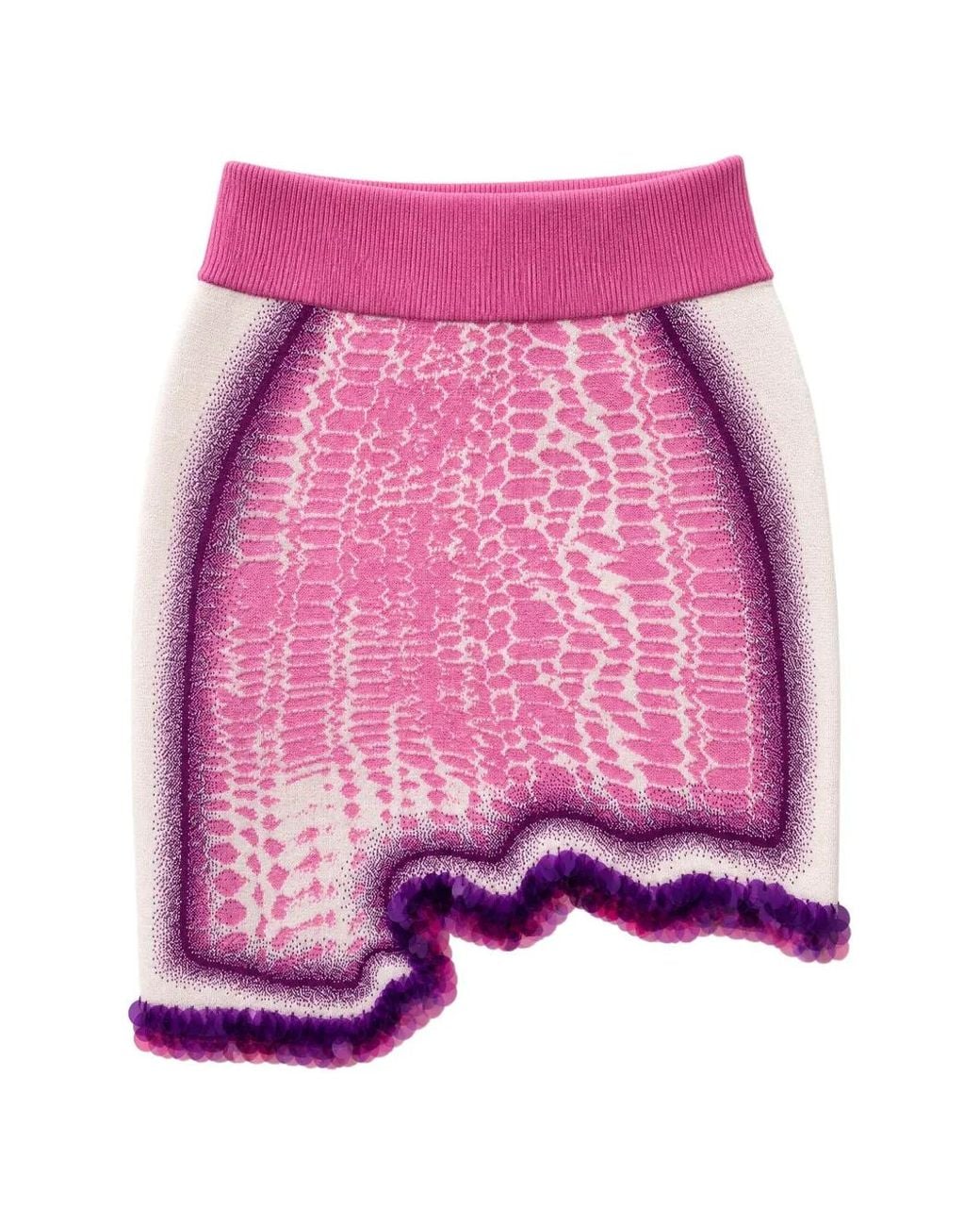 Ph5 Pink Sequin-Embellished Snake-Print Mini Skirt