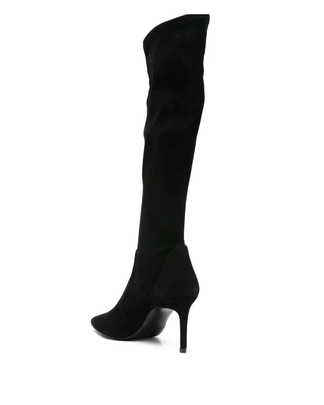 Stuart Weitzman Black 80Mm Pointed-Toe Stretch-Knit Boots