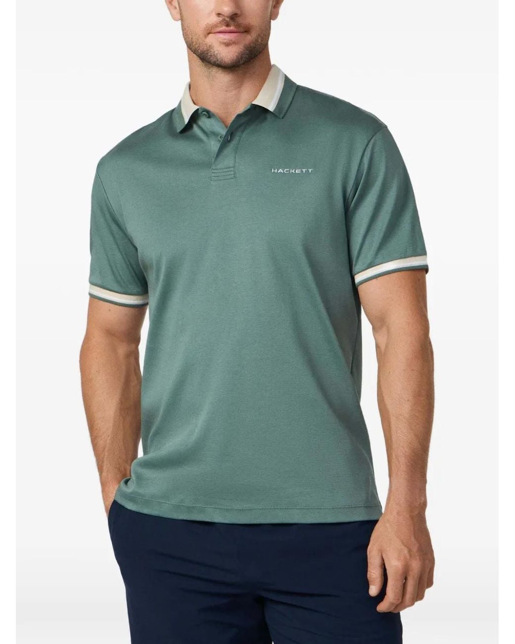 Hackett Green Hs Club Tipped-Trim Polo Shirt for men