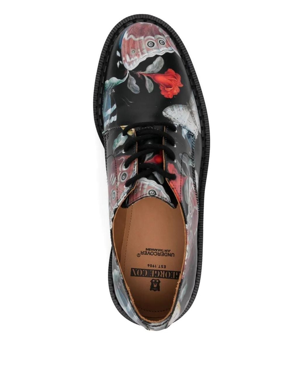 Undercover Black Graphic-Print Oxford Shoes for men