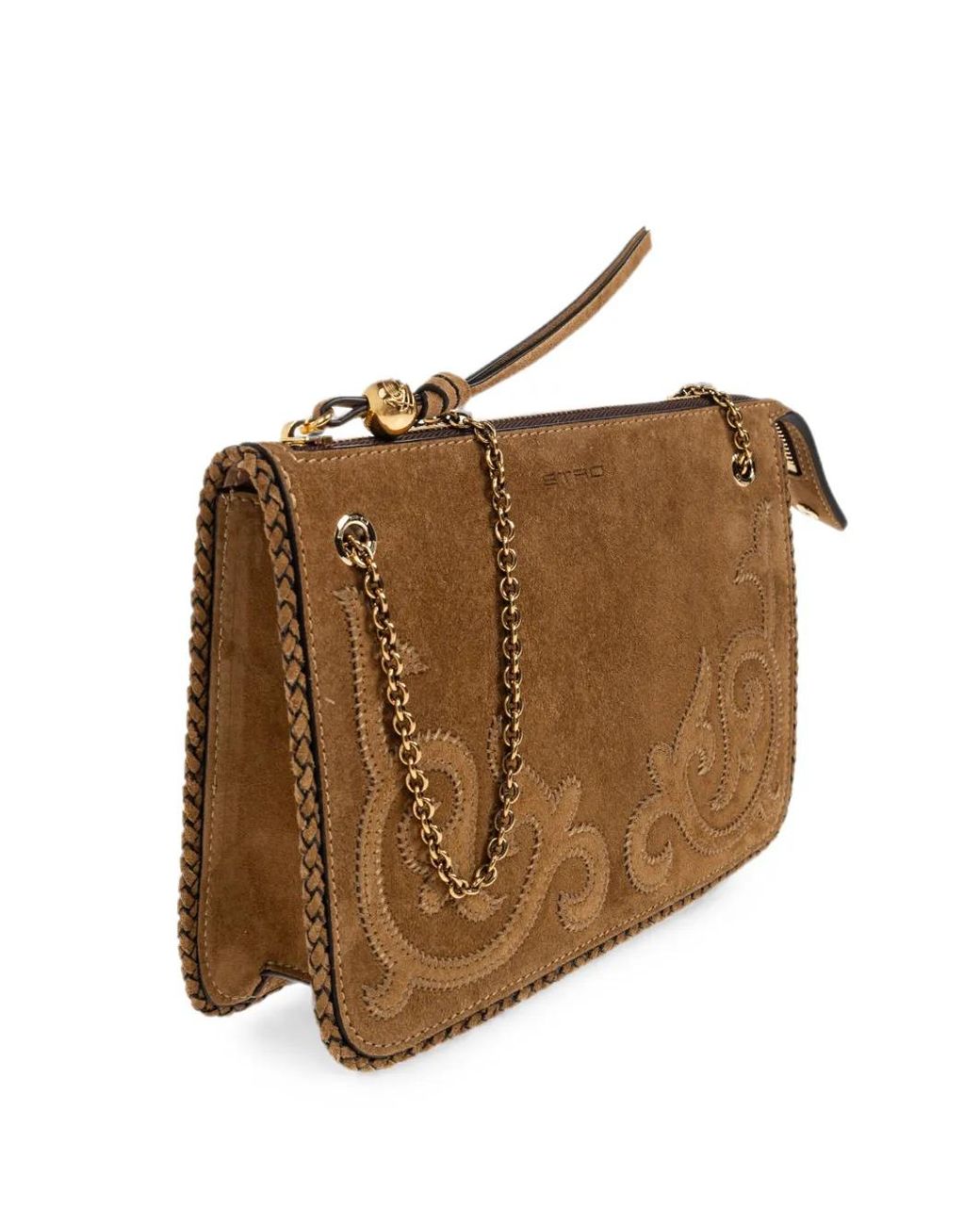 Etro Brown Sac En Daim Avec Logo