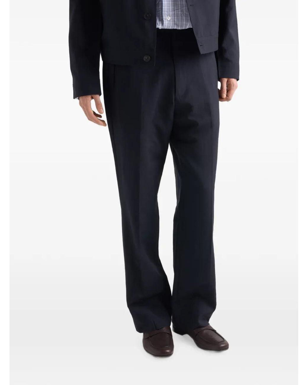Prada Blue Wool And Mohair Pants for men