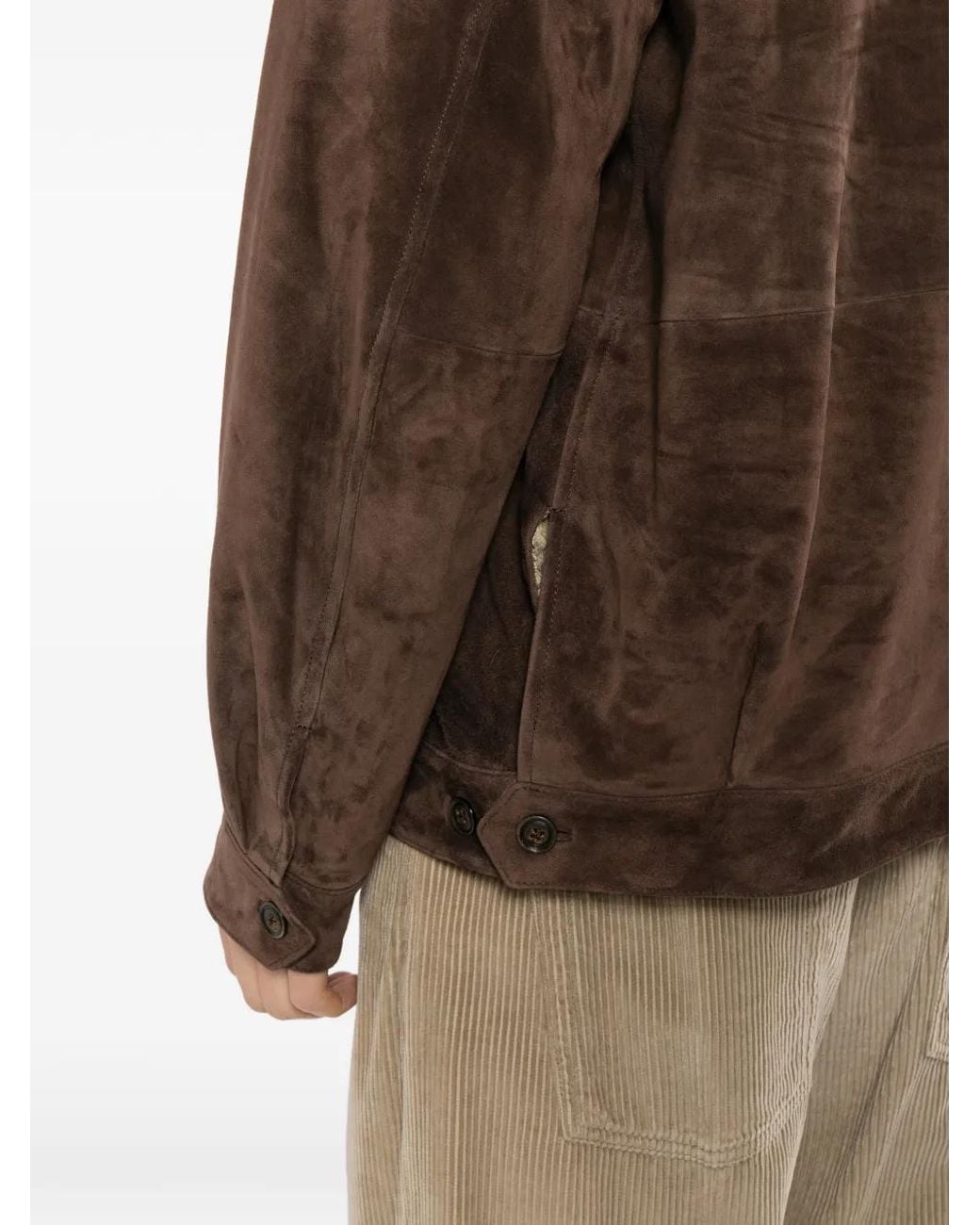 CALMLENCE Brown Suede Leather Jacket for men