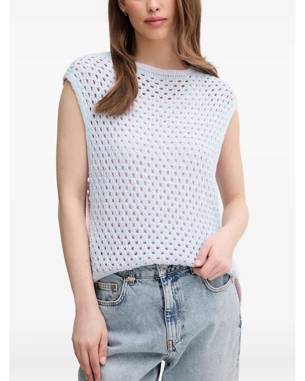 Benetton Blue Openwork Vest