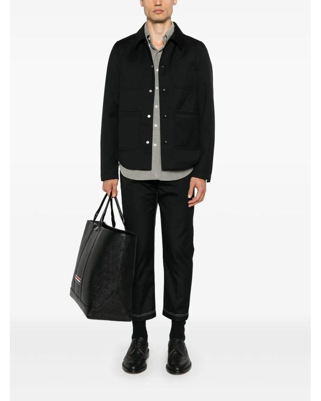 Thom Browne Black Wool Shirt Jacket for men