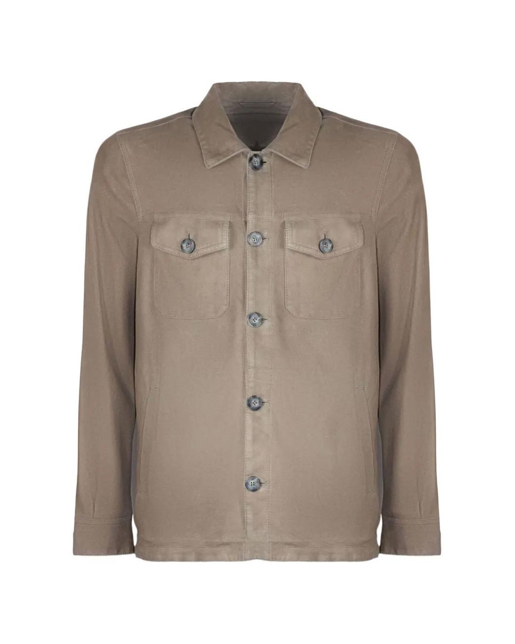 Volfagli Brown Urano Button-Front Suede Shirt Jacket for men