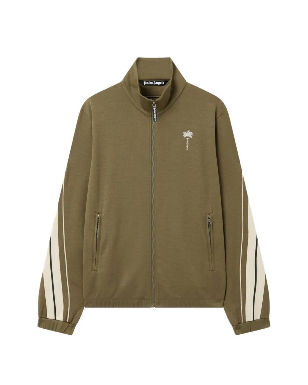 Palm Angels Green Palm Tree Striped Track Jacket for men