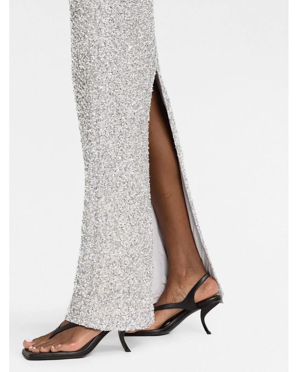 Coperni White Crystal-Embellished Maxi Skirt