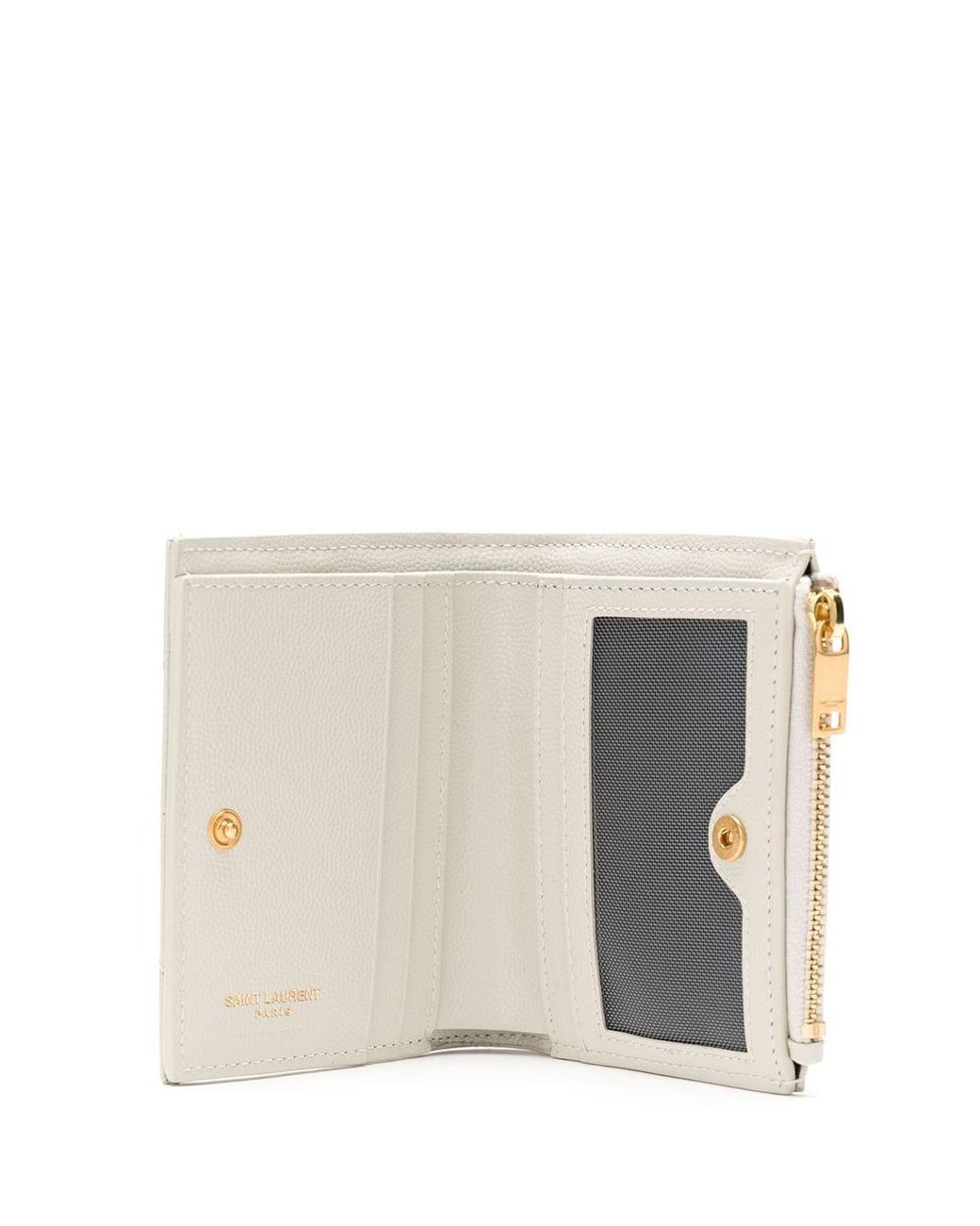 Saint Laurent Monogram Quilted-leather Bi-fold Wallet in White 