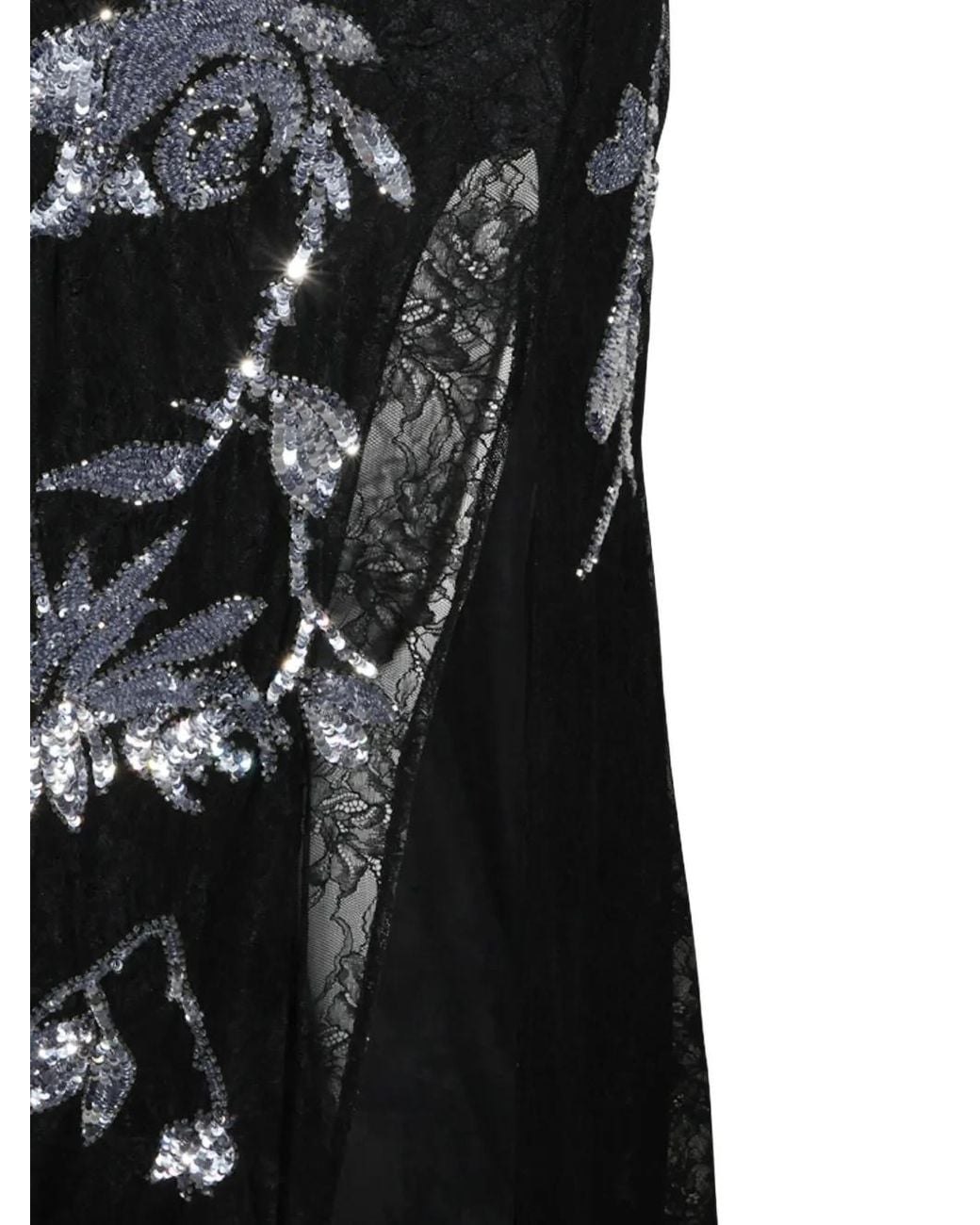 Blumarine Black Sequin-Embellished Lace Maxi Dress