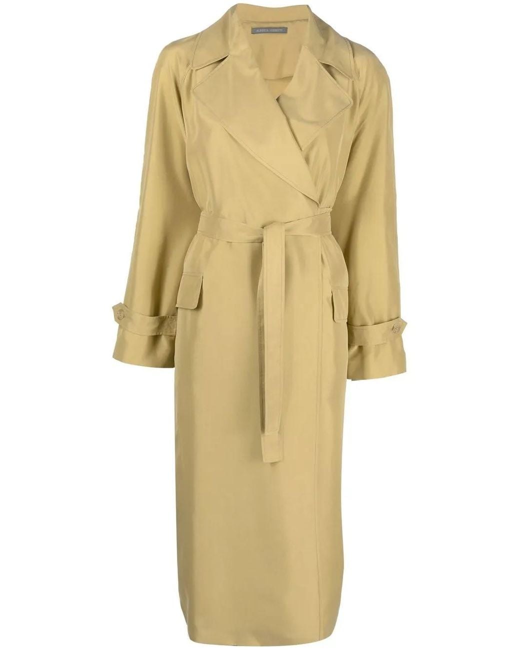 Alberta Ferretti Yellow Wrap-Over Silk Trench Coat
