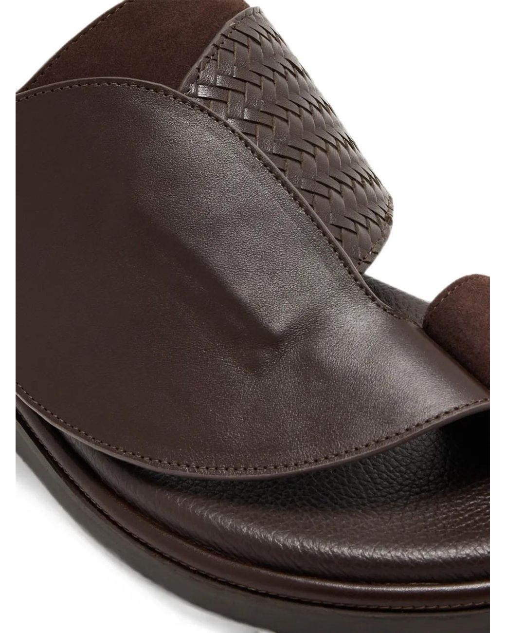 Forsa Brown Woven-Panel Leather Sandals for men