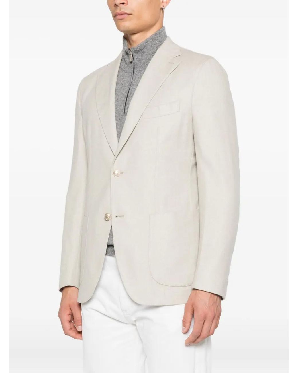 Eleventy White Single-Breasted Patch-Pocket Blazer for men