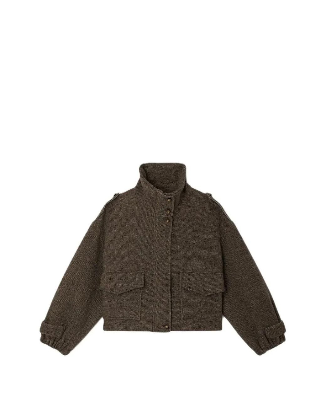 Sessun Brown Mean Streets High-Neck Epaulette Jacket