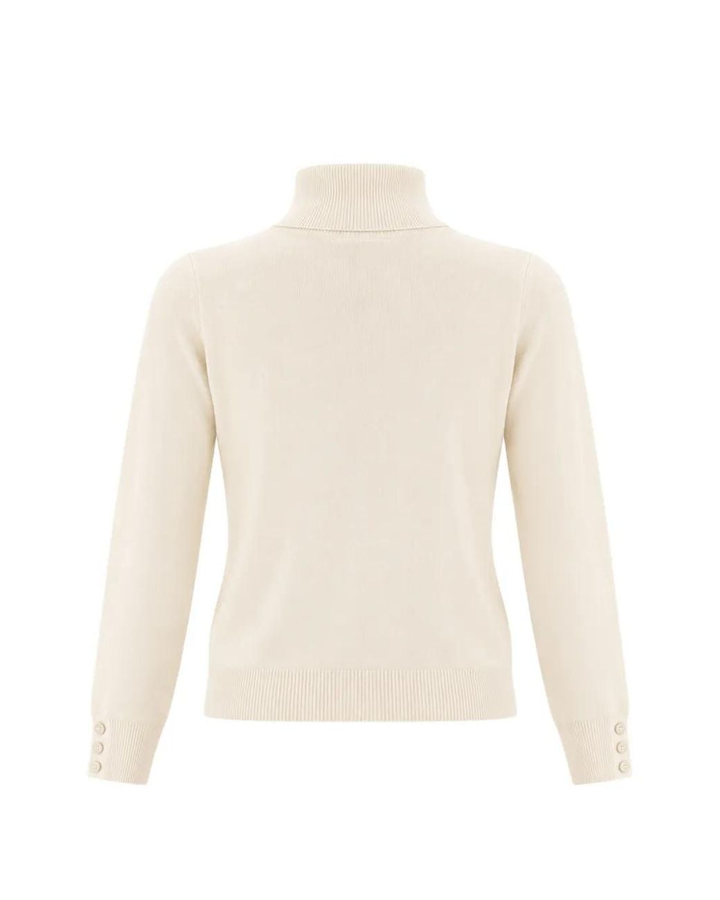 iBlues White Button-Cuff Roll-Neck Sweater