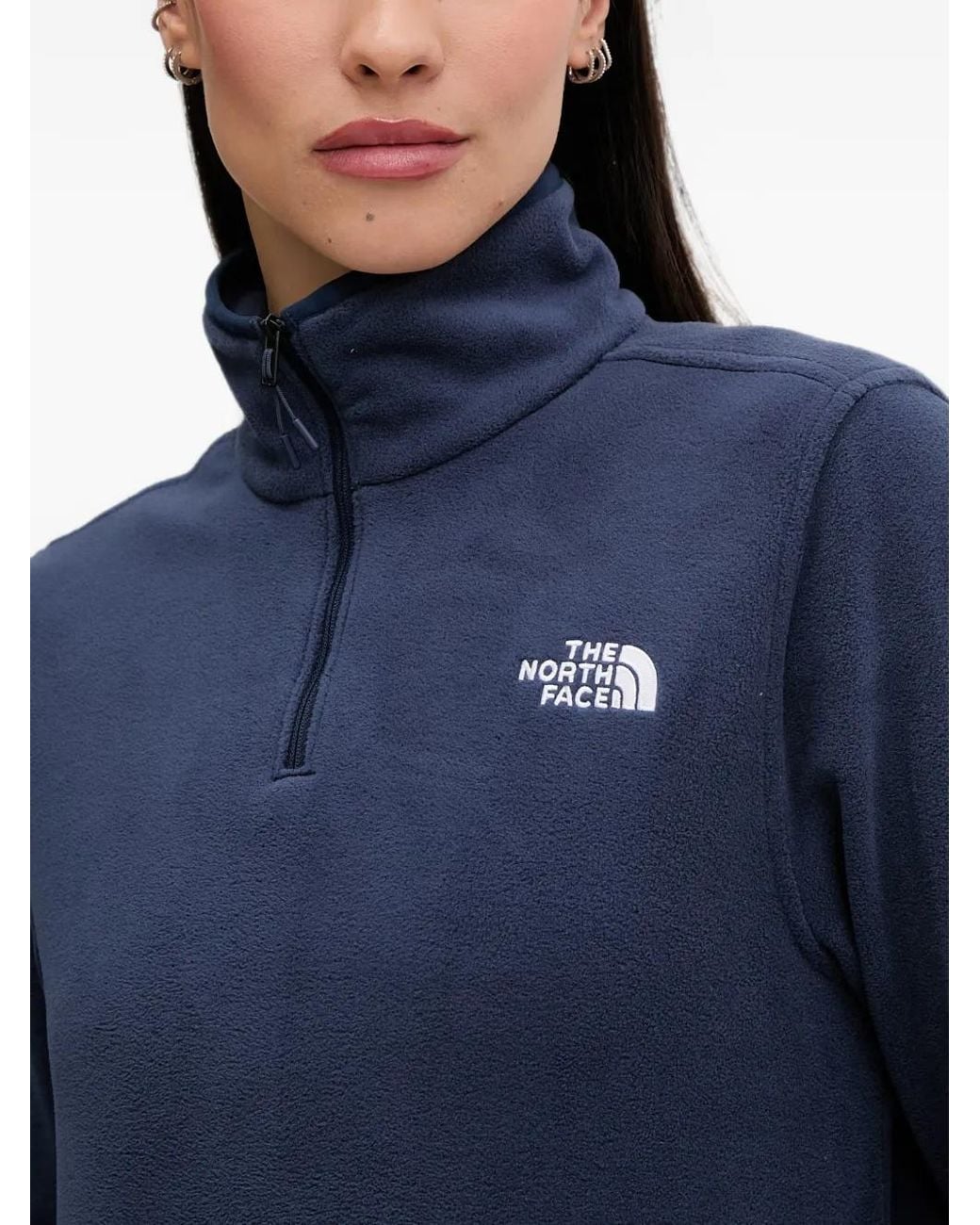 The North Face Blue Logo-Embroidered Quarter-Zip Sweatshirt