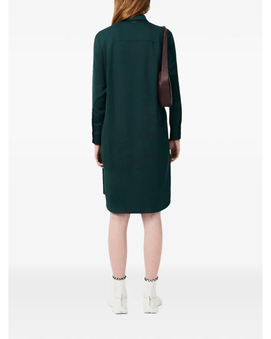 Lacoste Blue Fluid Crepe Shirt Collar Dress