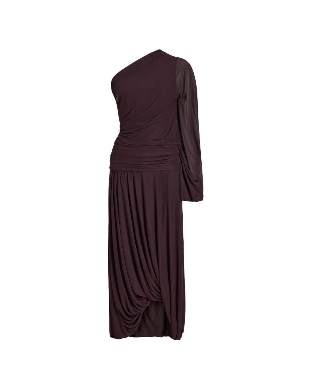Proenza Schouler Purple Gabri One-Shoulder Pleated Midi Dress