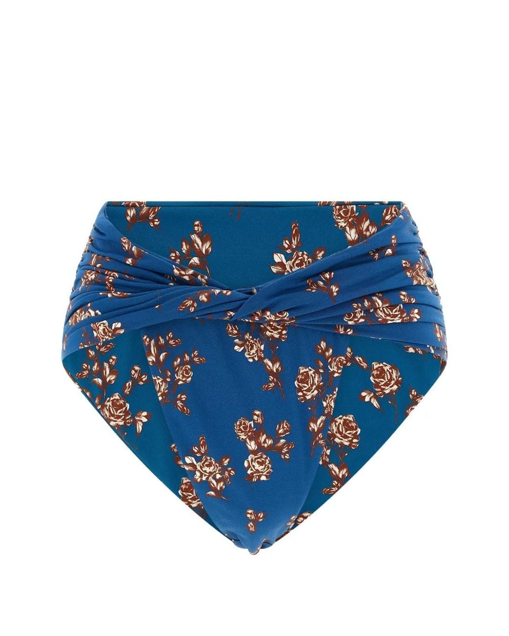 Magda Butrym Blue Floral-Print Ruched Bikini Briefs