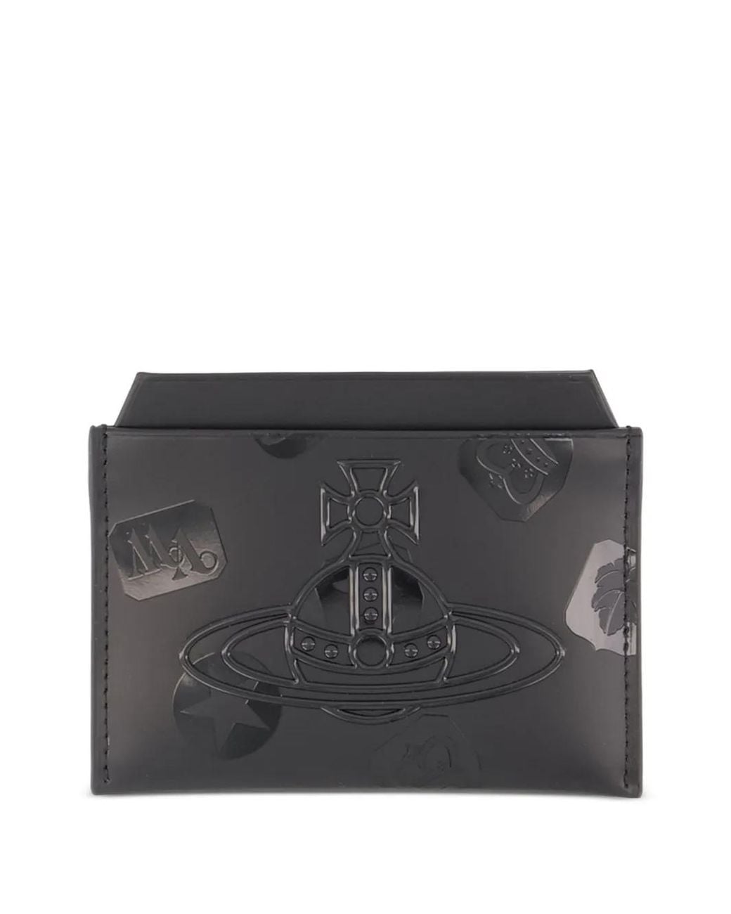Vivienne Westwood Black Orb-Embossed Leather Card Holder