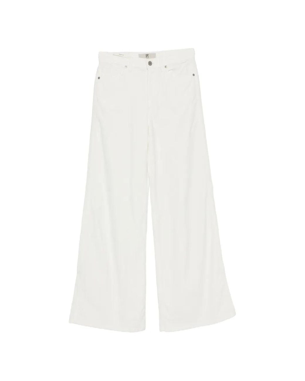 PT Torino White Cyndi Belt-Loop Trousers