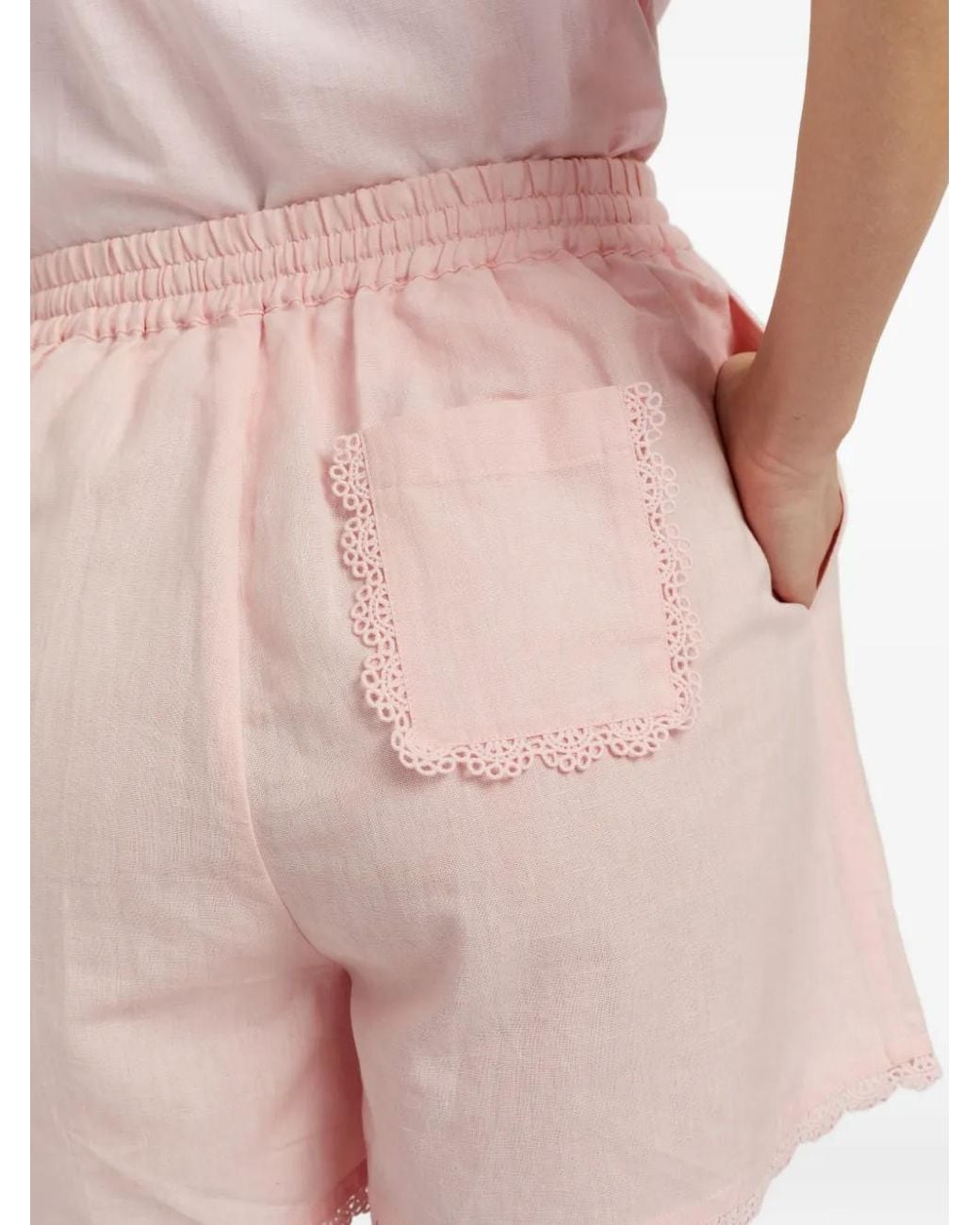 Chinti & Parker Pink Scallop-Trim Shorts