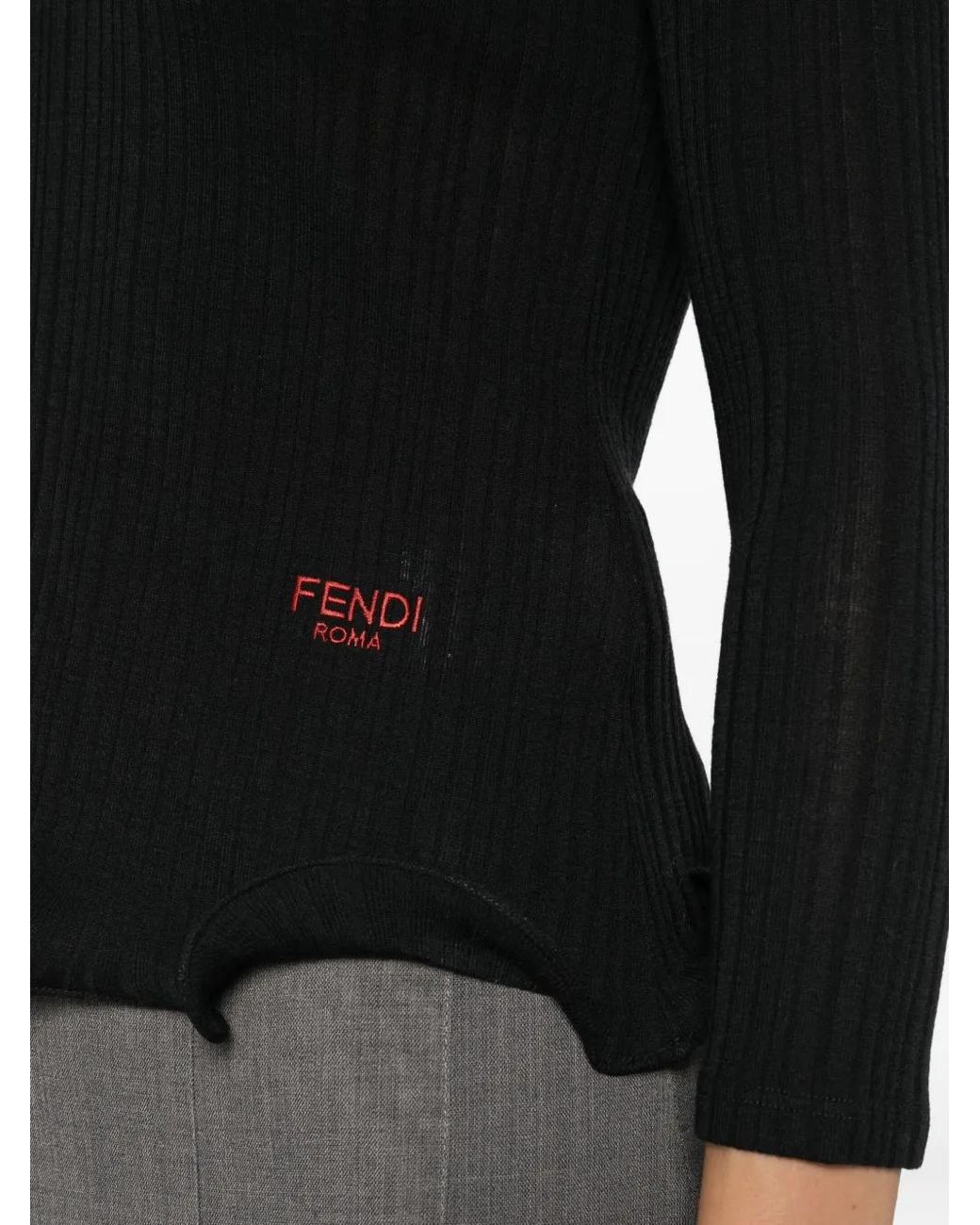 Fendi Black V-Neck Top
