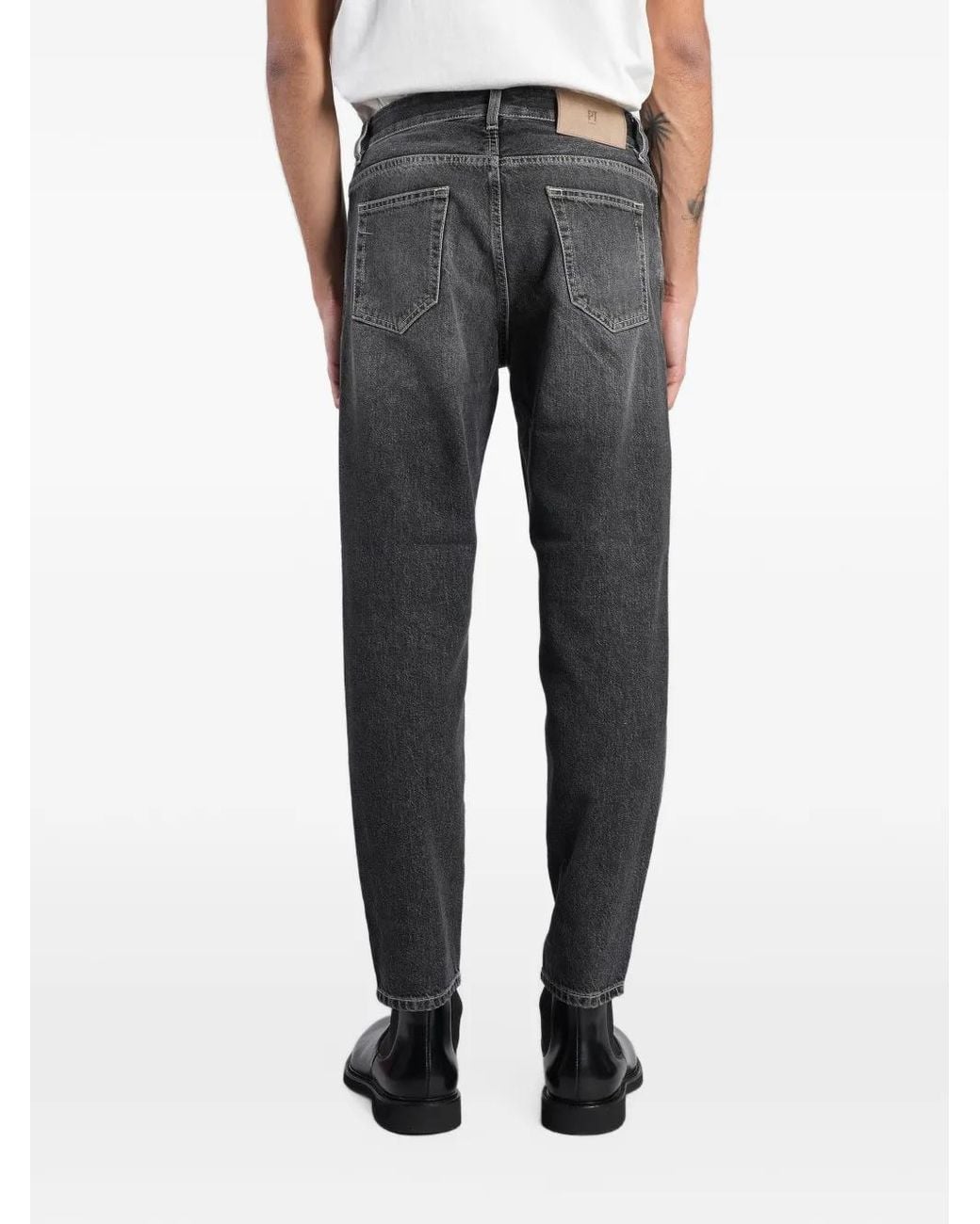 PT Torino Black Rebel Faded-Effect Straight-Leg Jeans for men