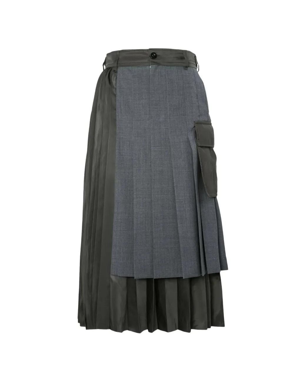 Sacai Gray Pleated Panelled Skirt