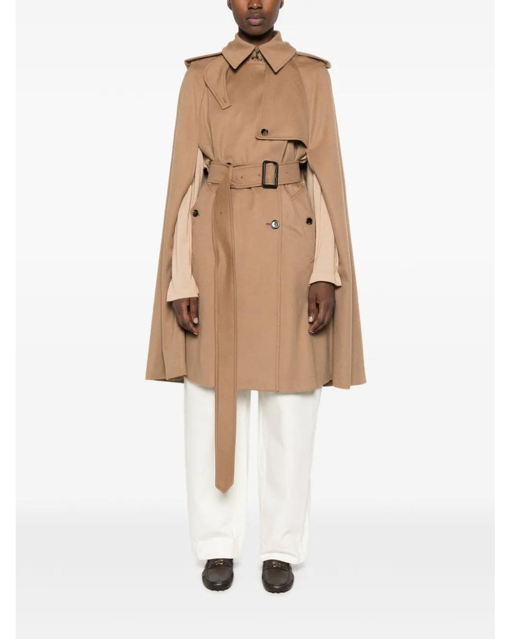Burberry Natural Cape À Taille Ceinturée