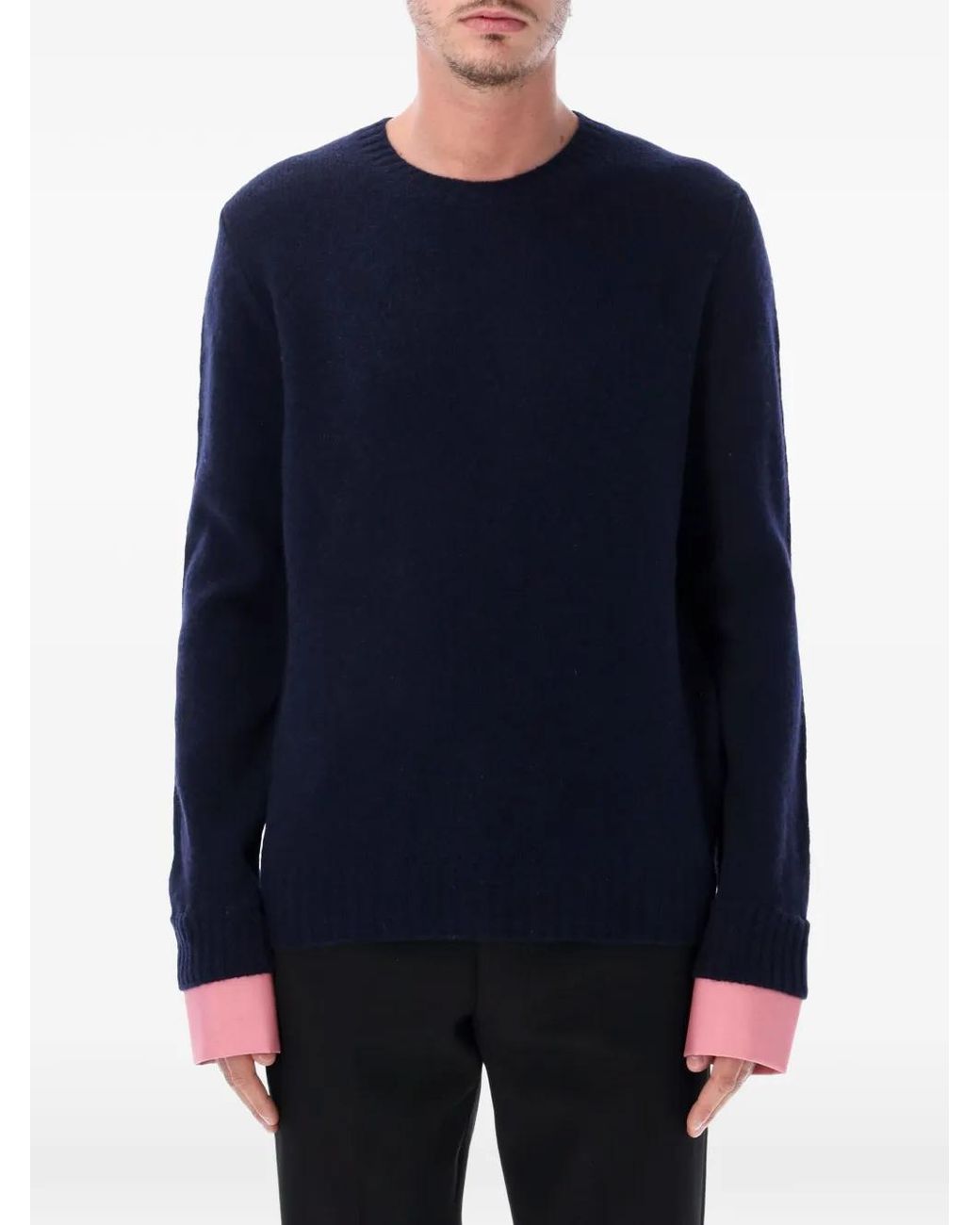 Prada Blue Pull Shetland À Encolure Ras Du Cou for men