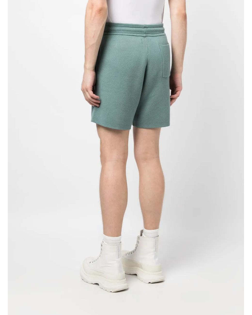 Rhude Blue Intarsia-Logo Knitted Shorts for men