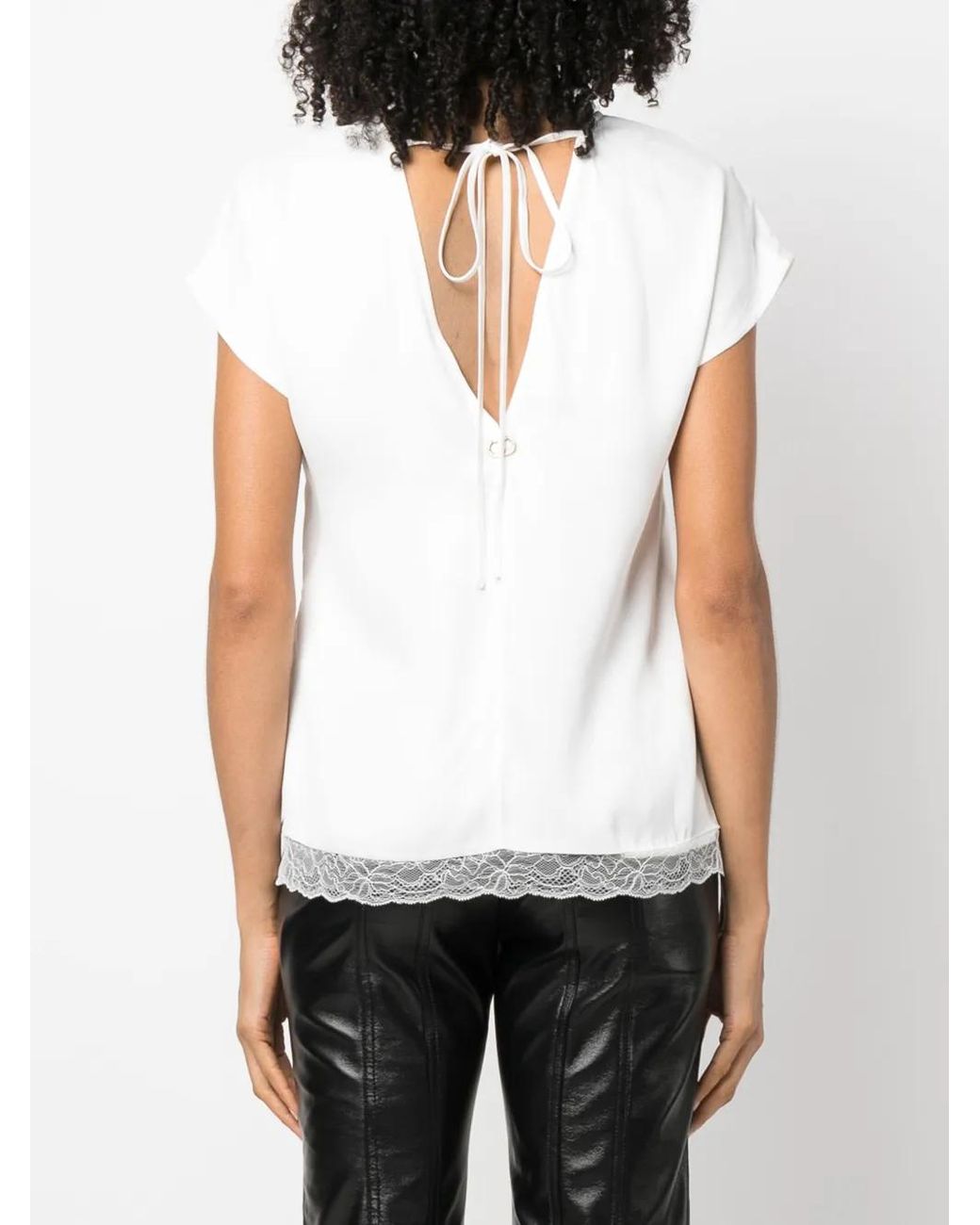 Twinset White V-Back Short-Sleeved Blouse