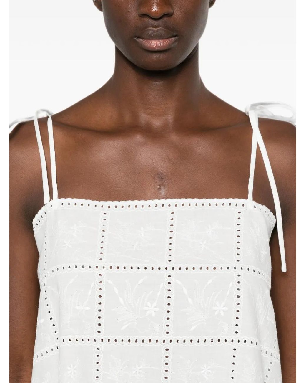 Faithfull The Brand White Mora Top Handkerchief Broderie
