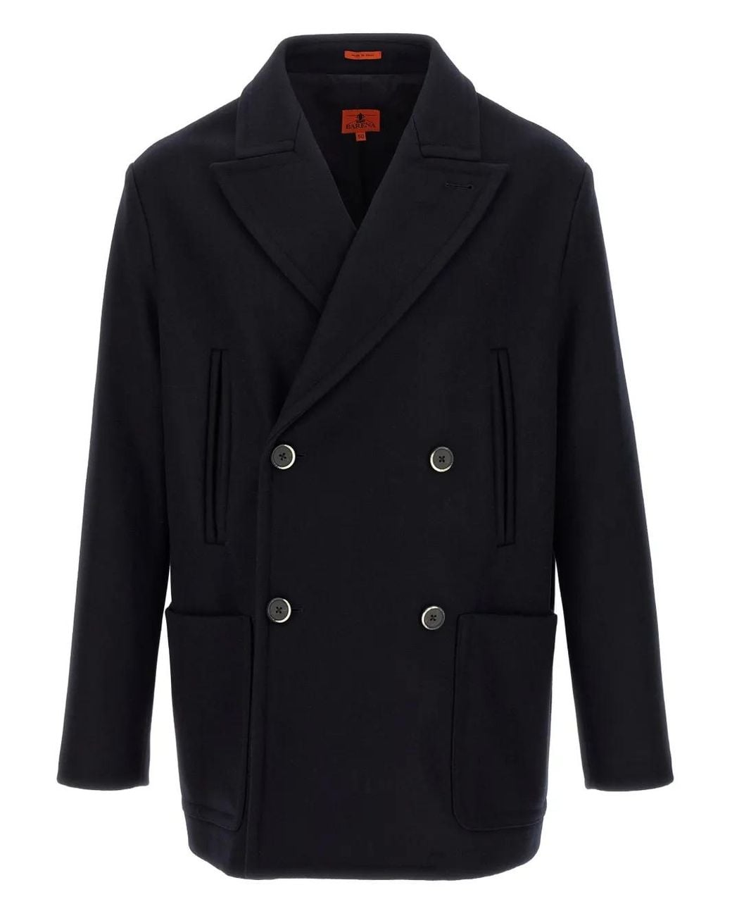 Barena Blue Double-Breasted Peak-Lapel Coat for men