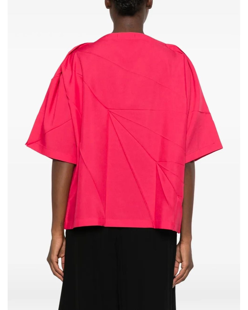 Issey Miyake Pink Origami-Pleated Boxy-Fit Blouse