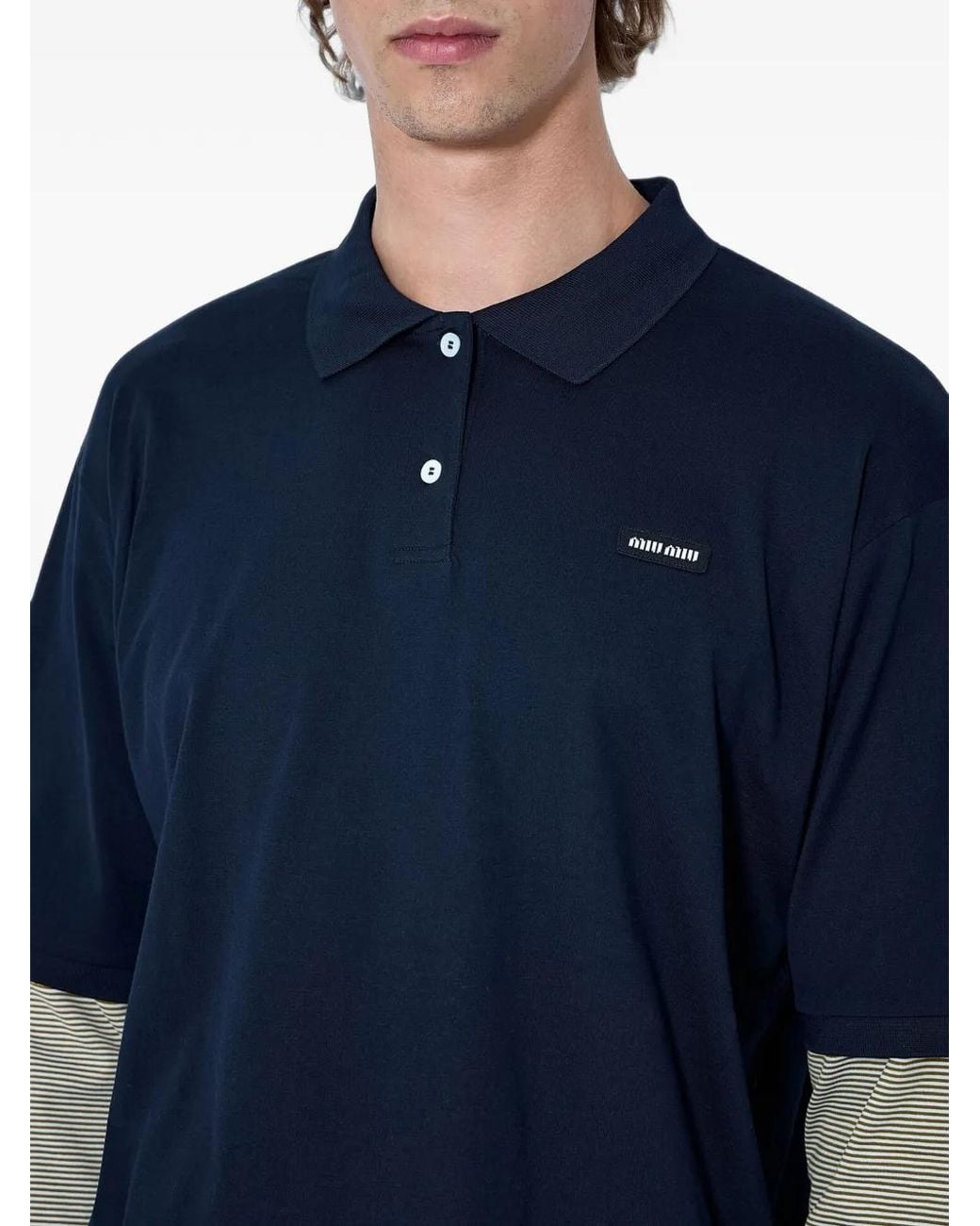 Miu Miu Blue Jersey Polo Shirt