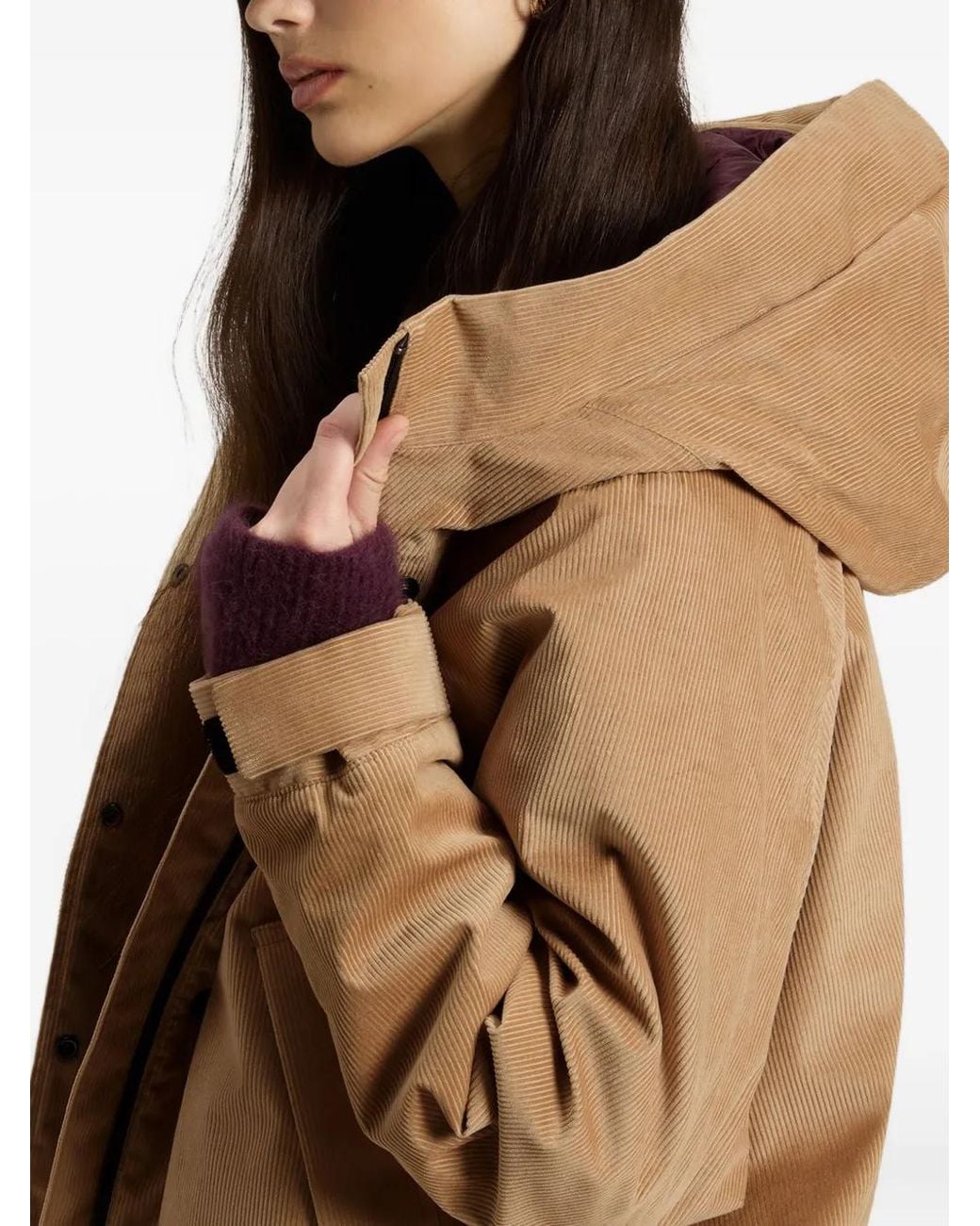 Woolrich Natural Cropped Jacket With High Collar