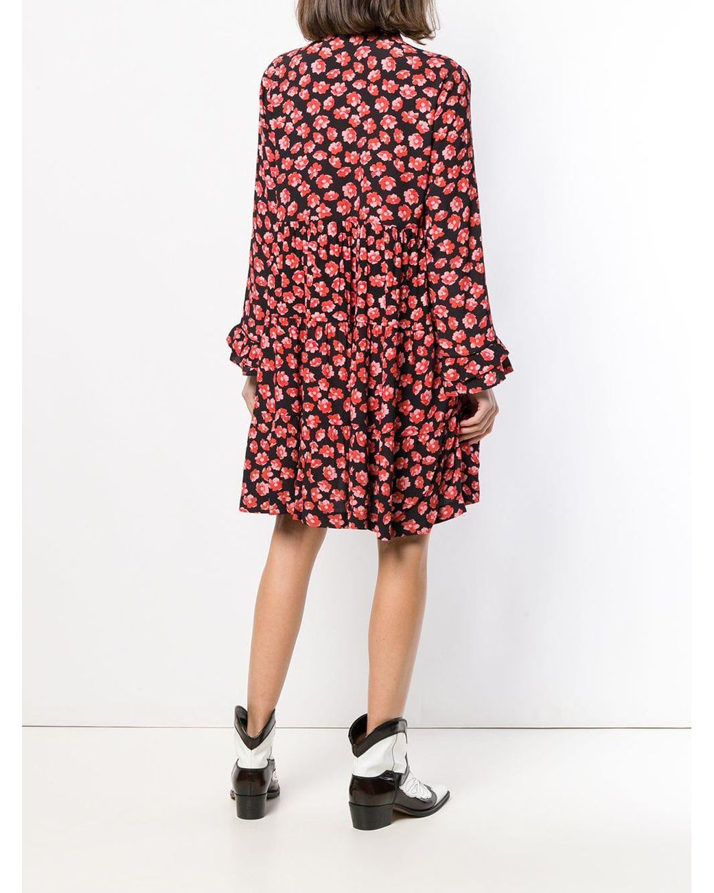 Ganni Lindale Crepe Dress in Black | Lyst