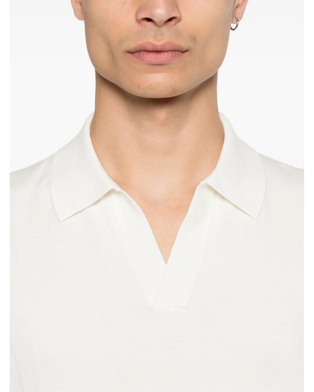 Paolo Pecora White Buttonless T-Shirt for men