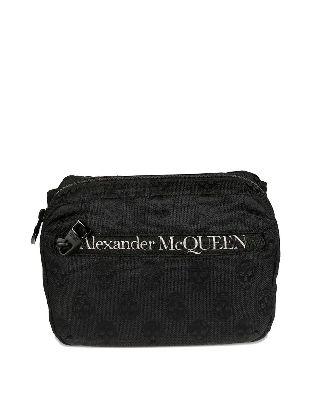 McQueen Black Logo-Print Belt Bag for men