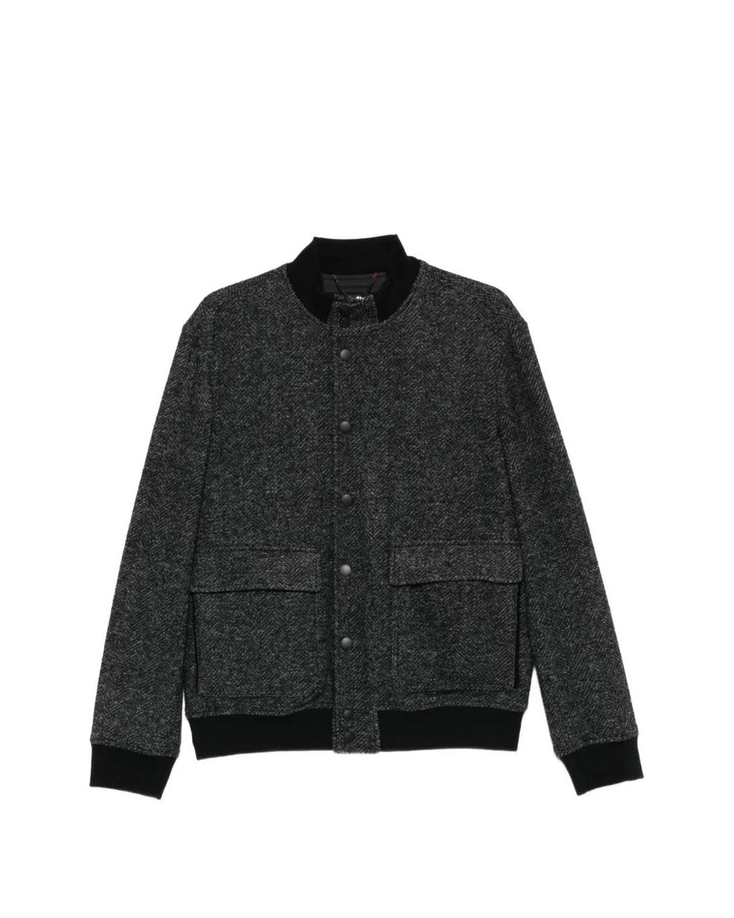 Canali Black Herringbone-Pattern Pocket Jacket for men